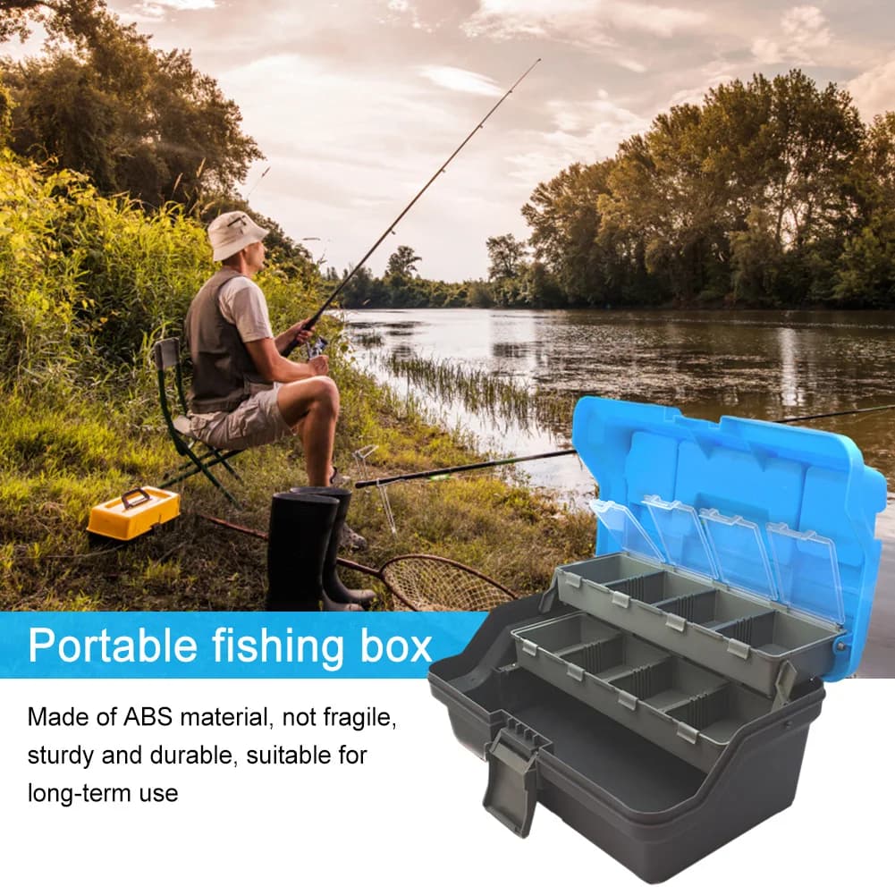 Scatola portaoggetti da pesca pieghevole a 3 strati Scatola portaoggetti multiuso per hardware con manico Cassetta degli attrezzi da pesca per riporre attrezzatura da pesca