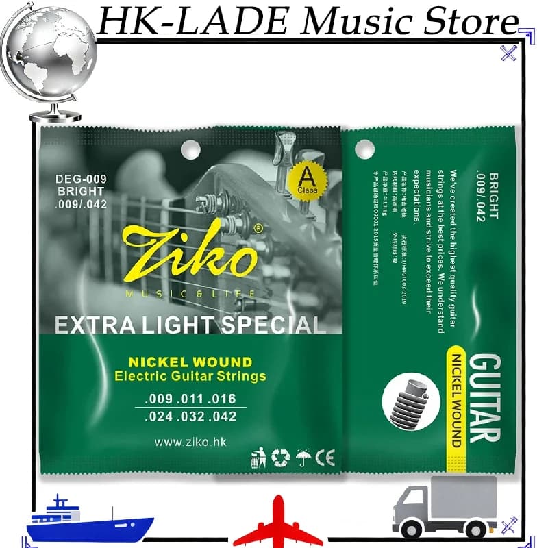 ZIKO Corde per chitarra elettrica extra leggere Nichel avvolto Calibro super leggero Gioco liscio Accessori per chitarra tono brillante