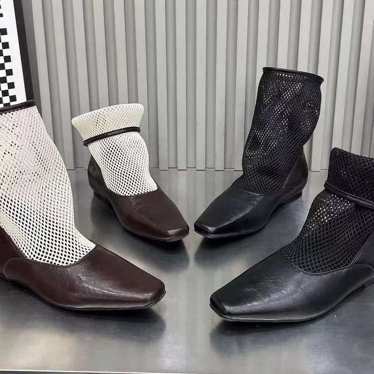 Stivaletti da Donna in Vera Pelle Traspirante con Rete a Raggi, Nuovi Modelli 2026 Versatili con Punta Affusolata e Rialzo Interno, Slip-on alla Moda
