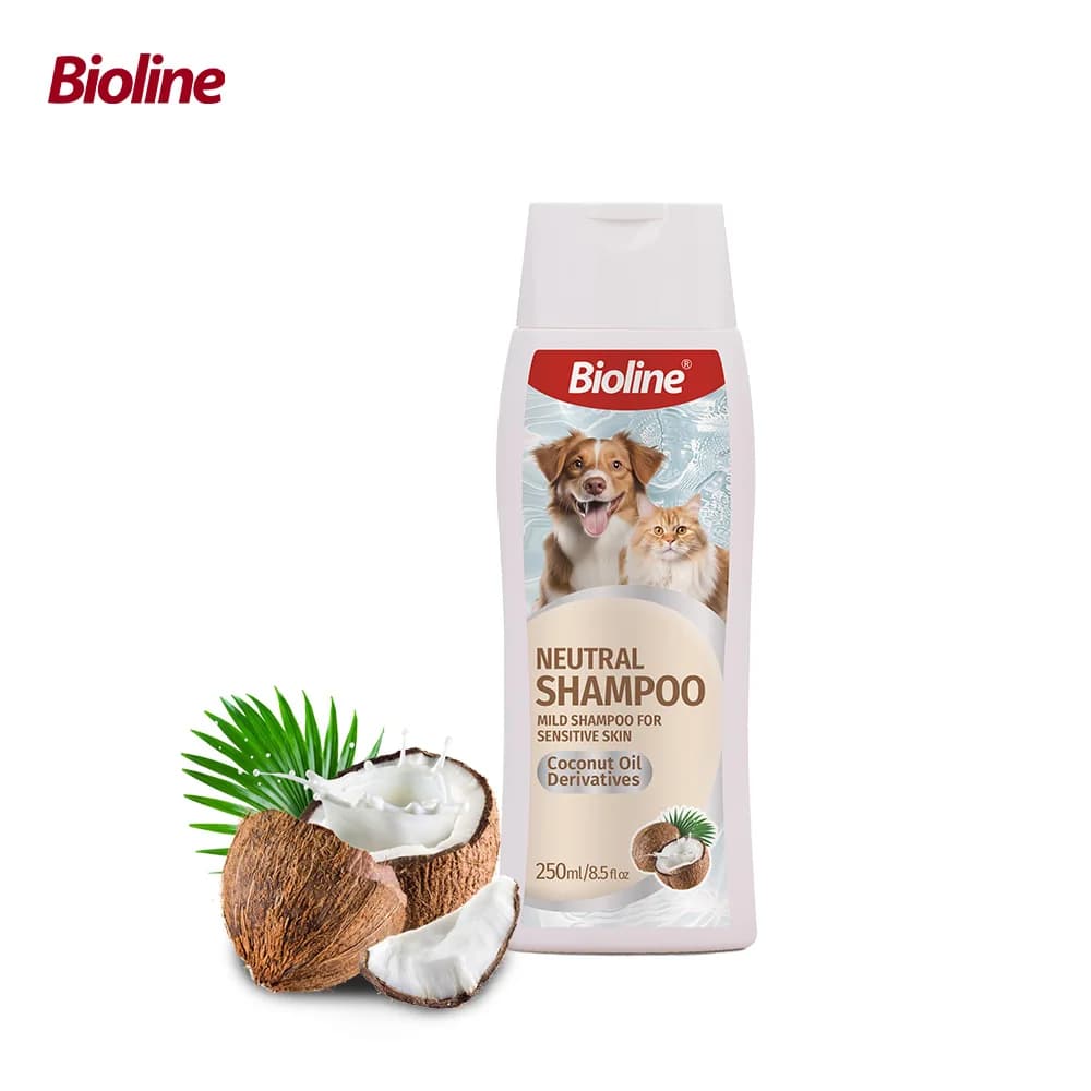 Shampoo Bioline per Cani e Gatti 250ml, Formula Ipoallergenica per Pelli Sensibili, Shampoo per la Cura degli Animali Domestici