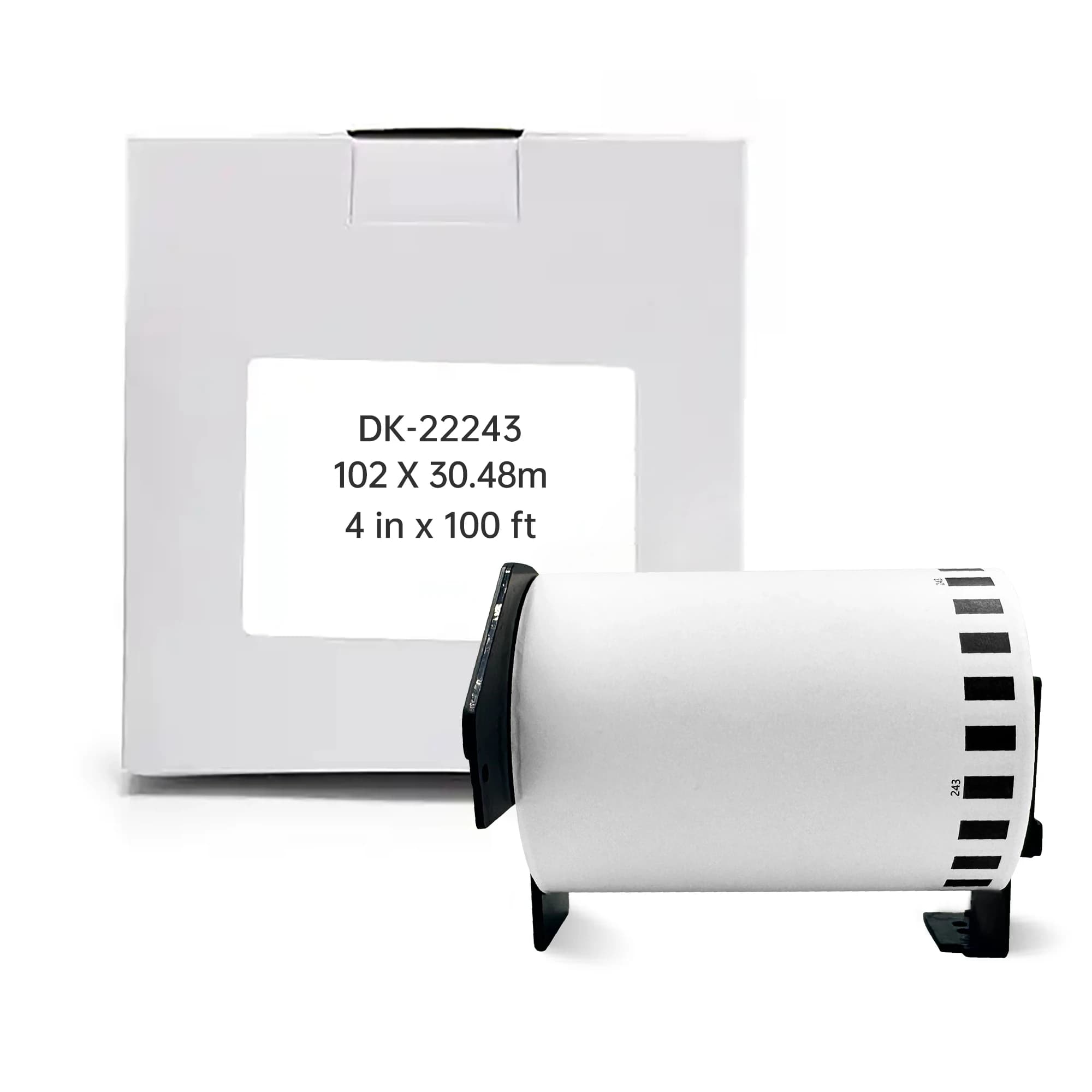 Etichette di spedizione continue compatibili Brother DK-22243, rotolo di etichette da 4 pollici x 100 piedi con cartuccia porta-etichette