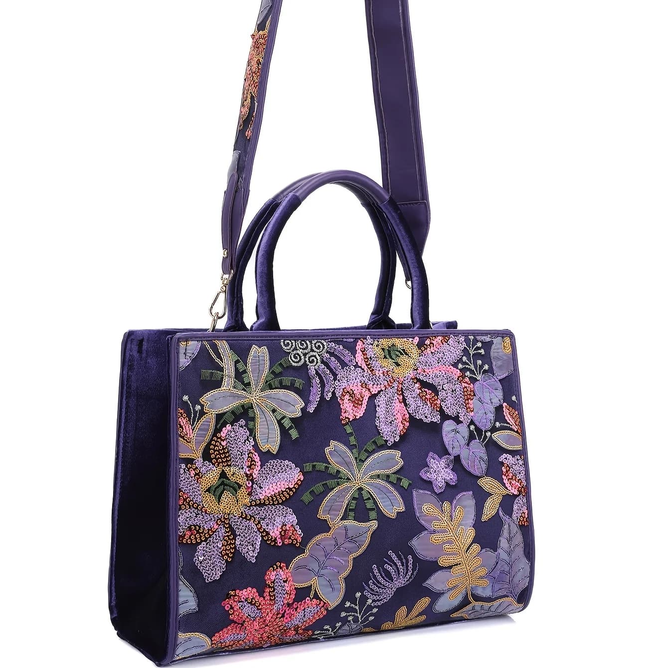Shoulder bag and shoulder bag with women's glossy sequins pattern In purple for weddings, party club for dinner