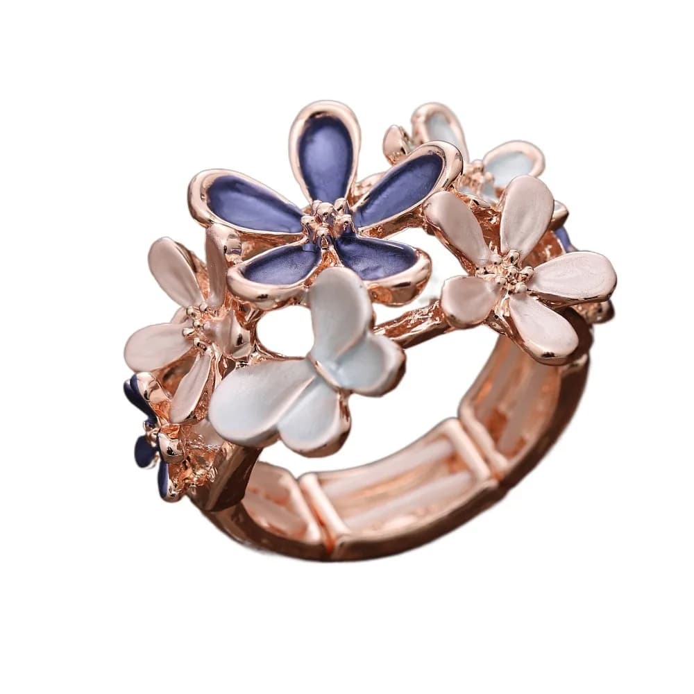 Creative Painting Oil Flower Ring Multicolor Petal Stretch Ring Chinese Zinc Alloy Opening Ring Ladies