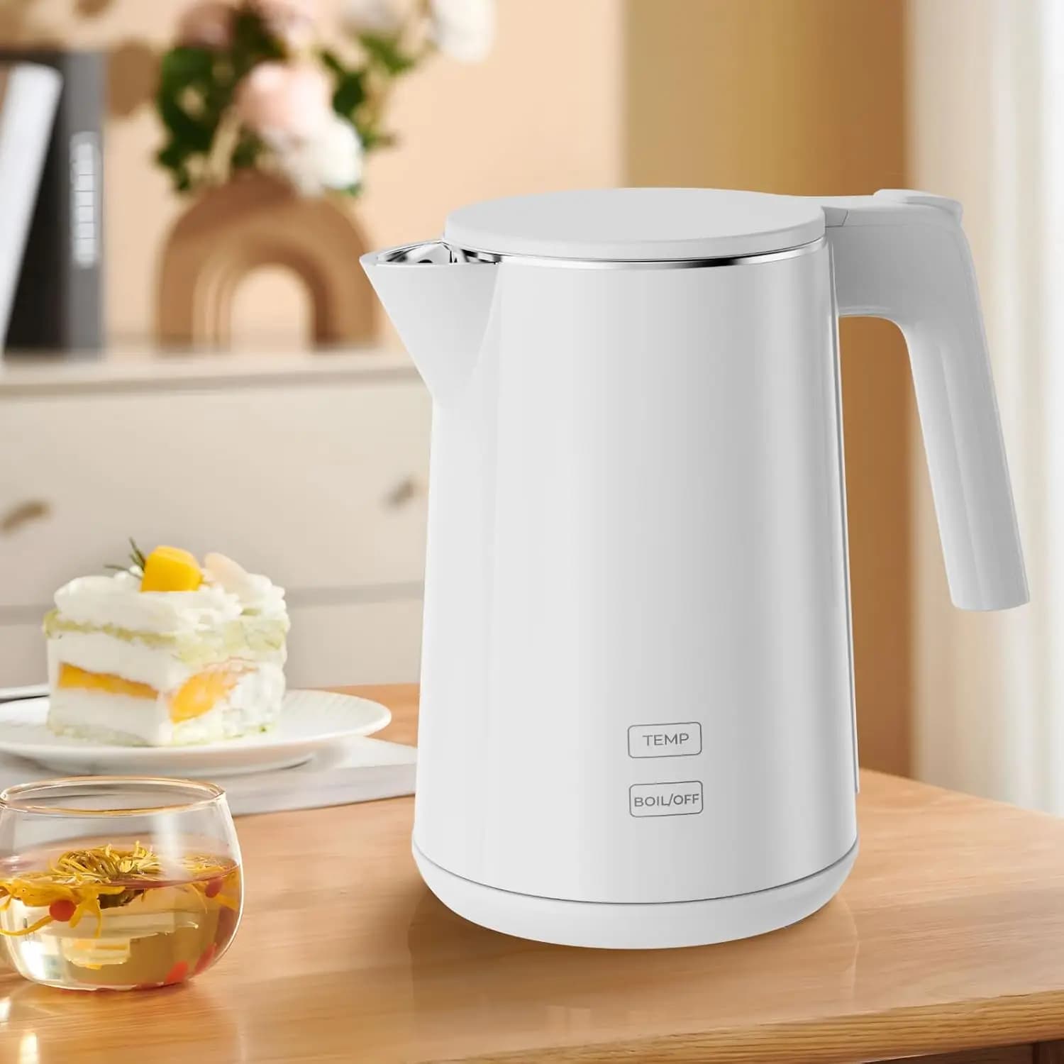 1.0 liters electric kettle with 7 temperature settings, quick boiling, automatic shutdown, Cool Touch design for home office