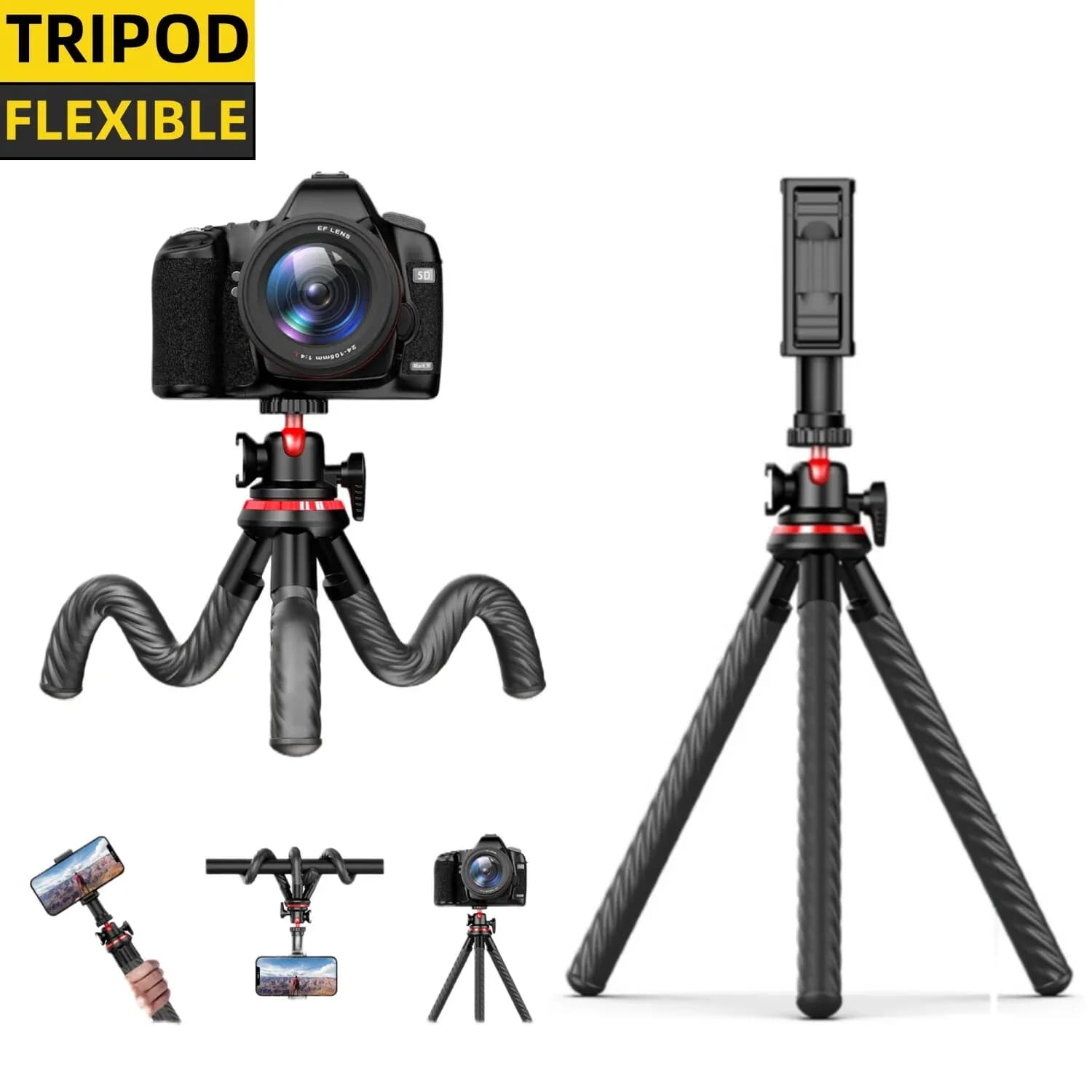 Treppiede flessibile per selfie stick in spugna per polpo Mini pieghevole con treppiede per clip per telefono cellulare per fotocamera per smartphone IPhone Xiaomi