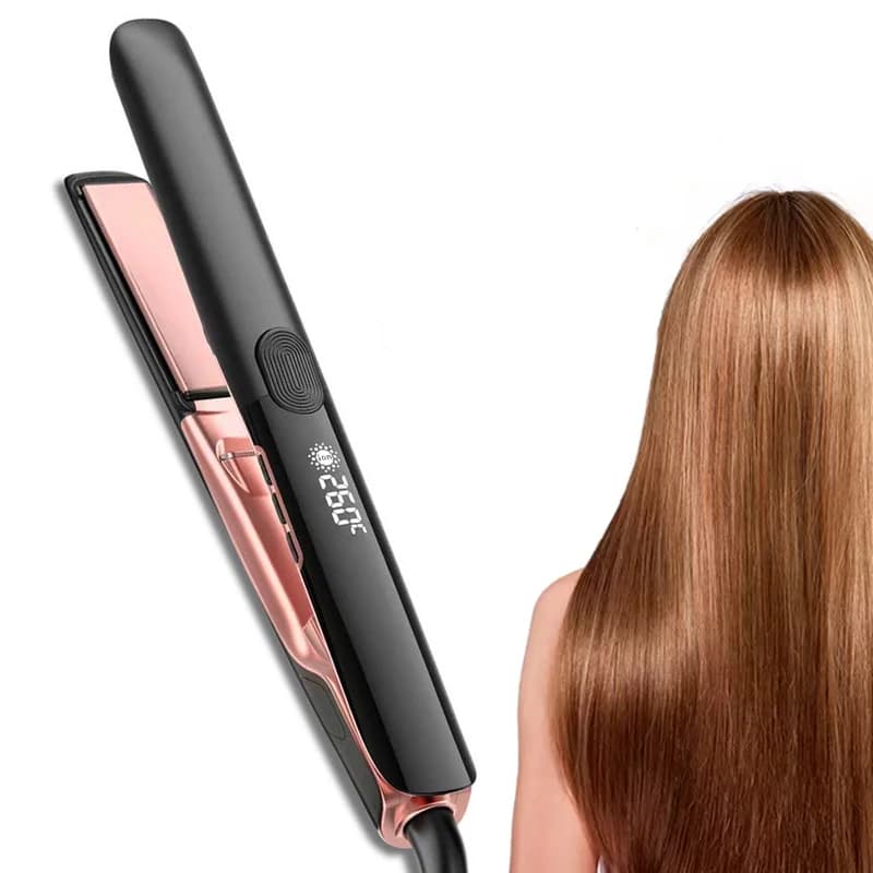 Piastra per capelli lisciante, a ioni negativi, doppio uso per capelli lisci e ricci, clip multifunzionale a due piastre.