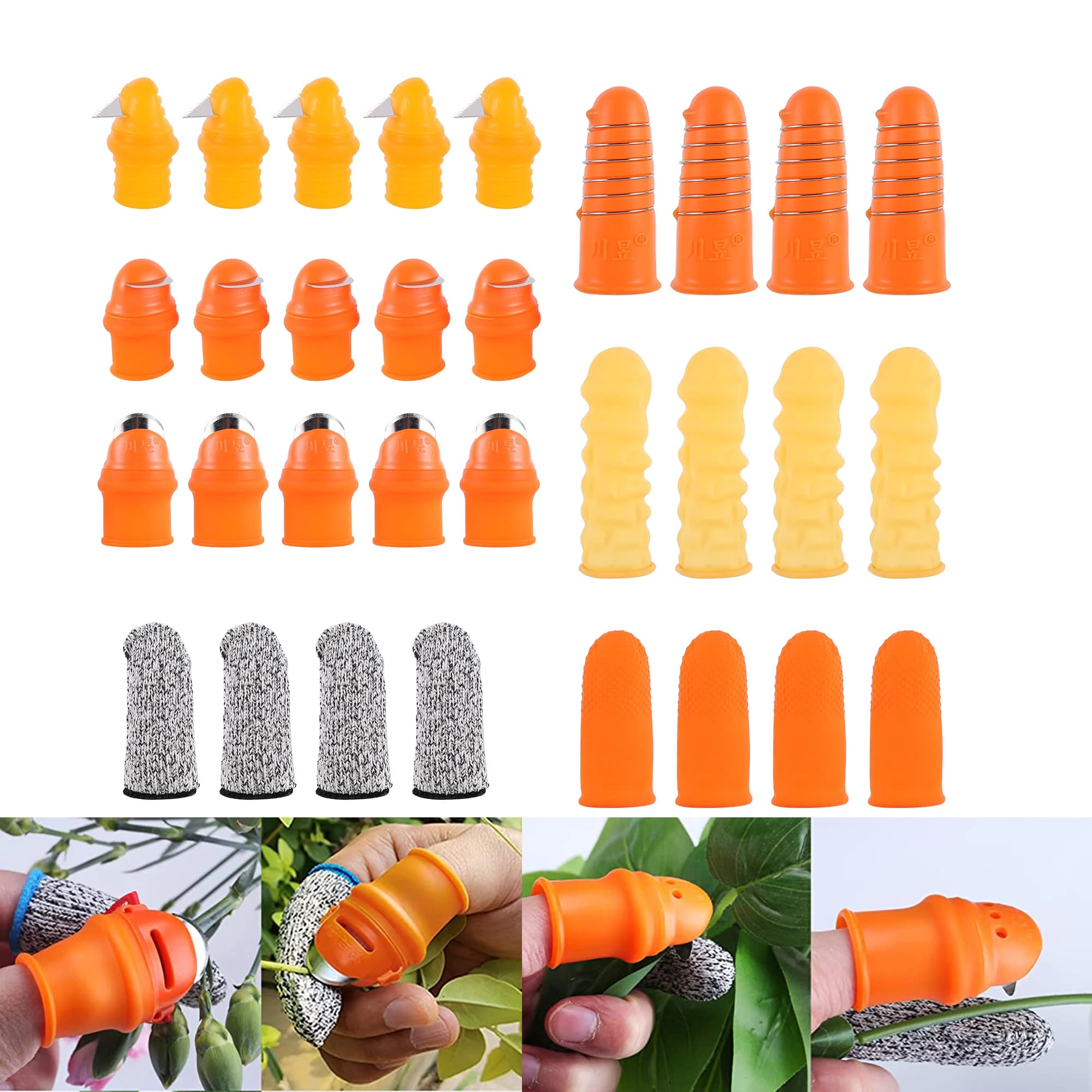 2 pieces silicone gardening knife for thumb gardening tools pruning shears vegetable separator fruit and vegetable harvest knife