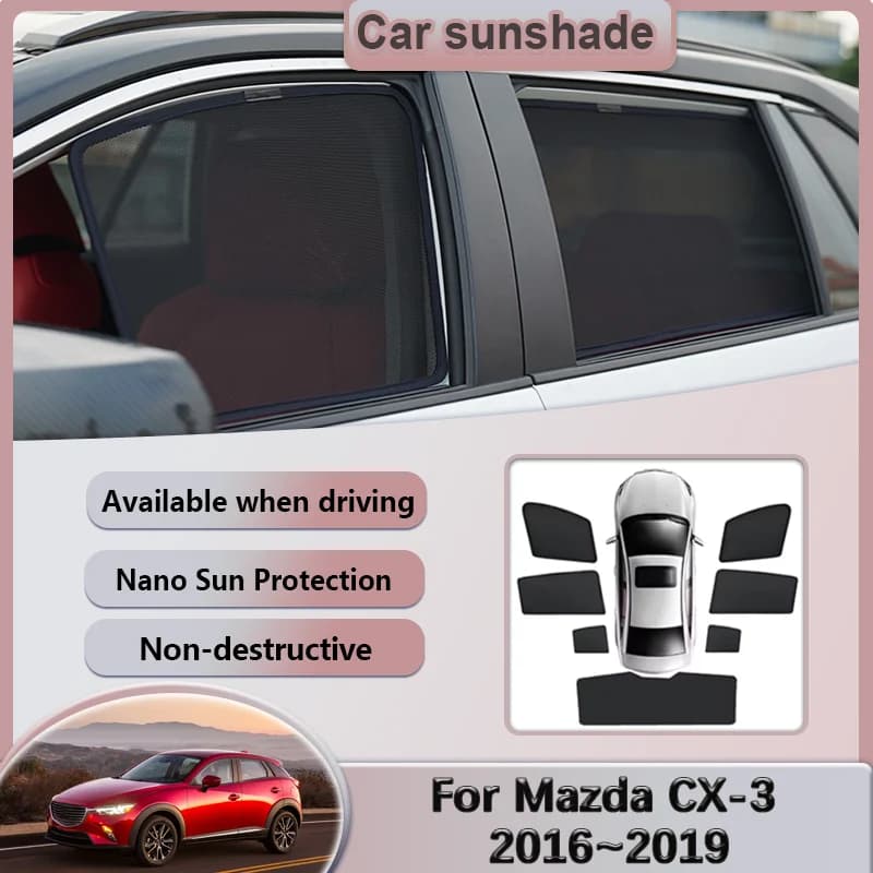 For Mazda CX-3 CX3 2018 2016~2019 Car Sunshades Privacy Mesh Curtains Windshield Heat Insulation Sunscreen Visors Accessories