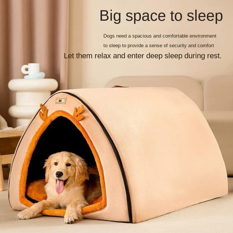 Cuccia Autunno e inverno Calda casa invernale per cani di grandi dimensioni Rimovibile e lavabile Letto chiuso Casa Villa Nido per gatti Accessori per tende per animali domestici