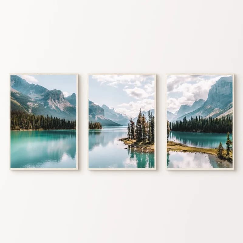 Canada Mountain Lake Poster Scenic Forest Landscape Split Nature Photography Wall Art Canvas Painting Posters for Home Decor