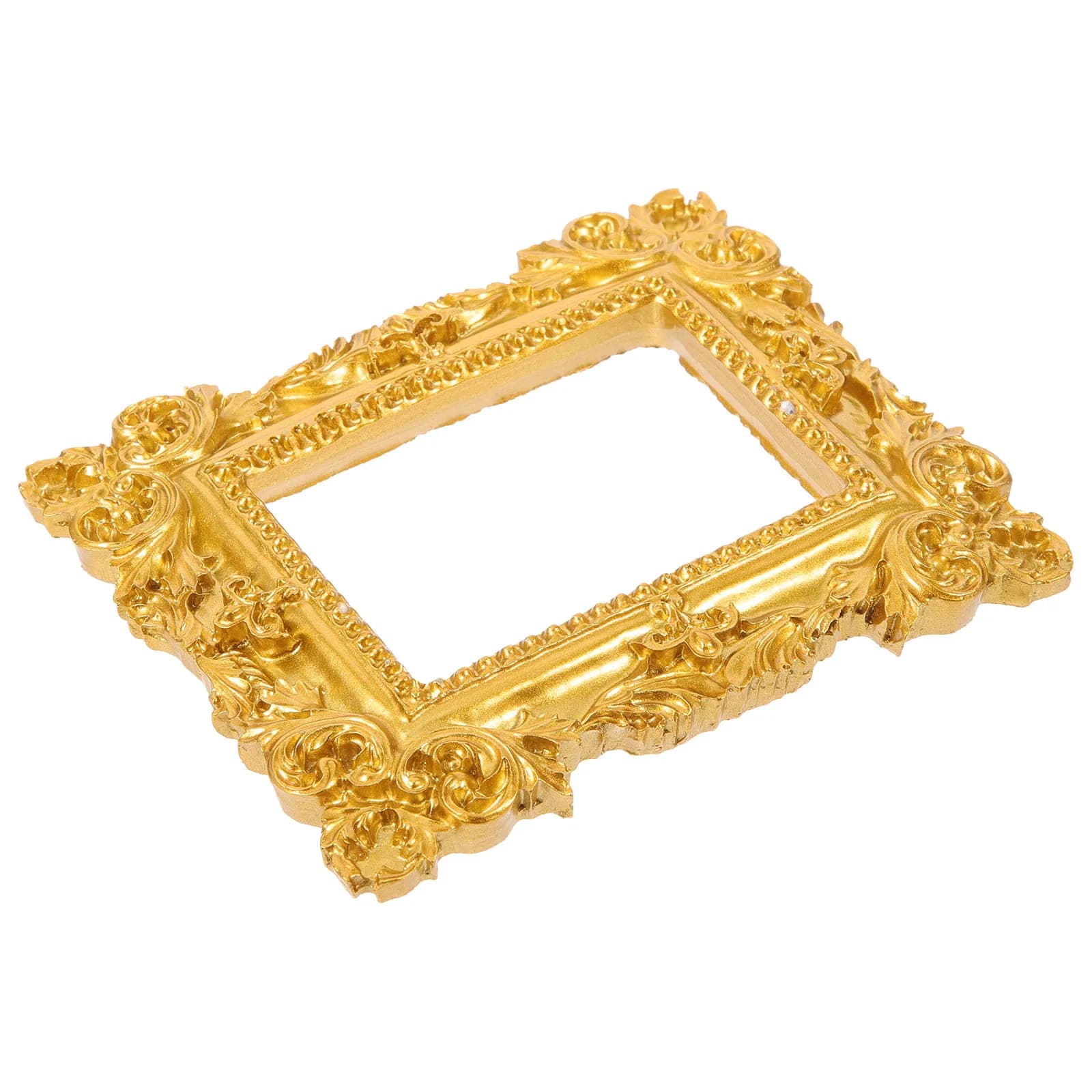 Cornice Portafoto Mini in Resina Premium, Cornice Decorativa Lucida Dorata per Casa, Ufficio, Spiaggia, Esposizione Gioielli, Ornamento da Tavolo