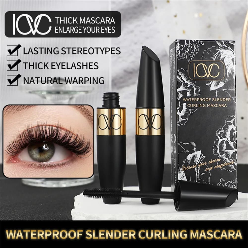Black fiber mascara, elongated eyelashes and owls, without drooping, long-lasting, thick, curled, it is not necessary to remove the make-up