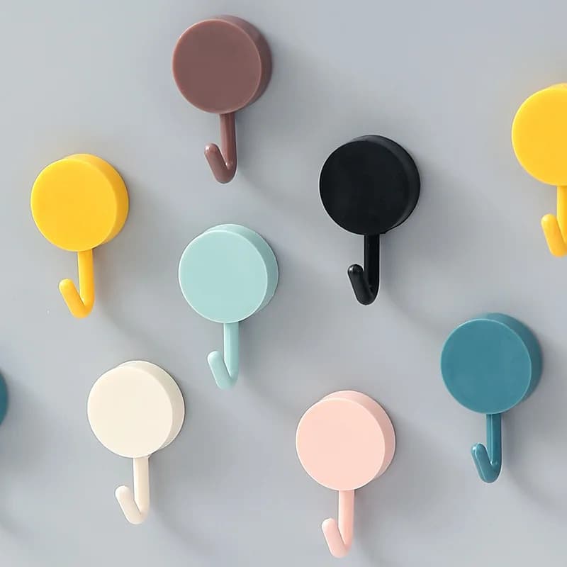 Adhesive Hooks No Drill Wall Hooks Self Adhesive Strong Multi Pack Plastic Coat Hooks Kitchen Bathroom Home Organizer Removable