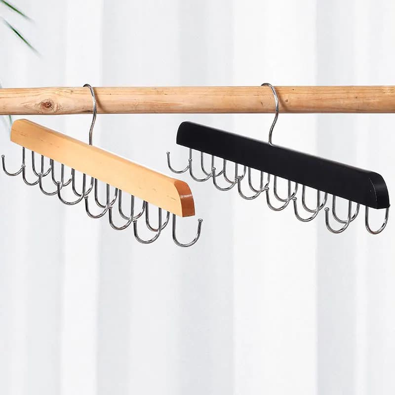 Clothes rack with wooden belt Multi-functional clothes rack, scarves, clothes hangers, storage space for wardrobe