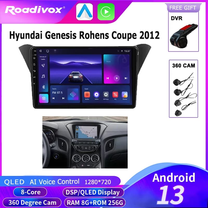 Roadivox Autoradio Android per Hyundai Genesis Rohens Coupe 2012 stereo GPS Navigazione video Lettore multimediale registratore a nastro
