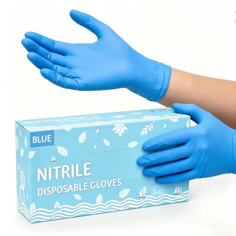 50/100 Pezzi Guanti Monouso in Nitrile Blu, Impermeabili per Pulizie Domestiche, Bagno Animali, Strumenti per Bellezza e Acconciatura
