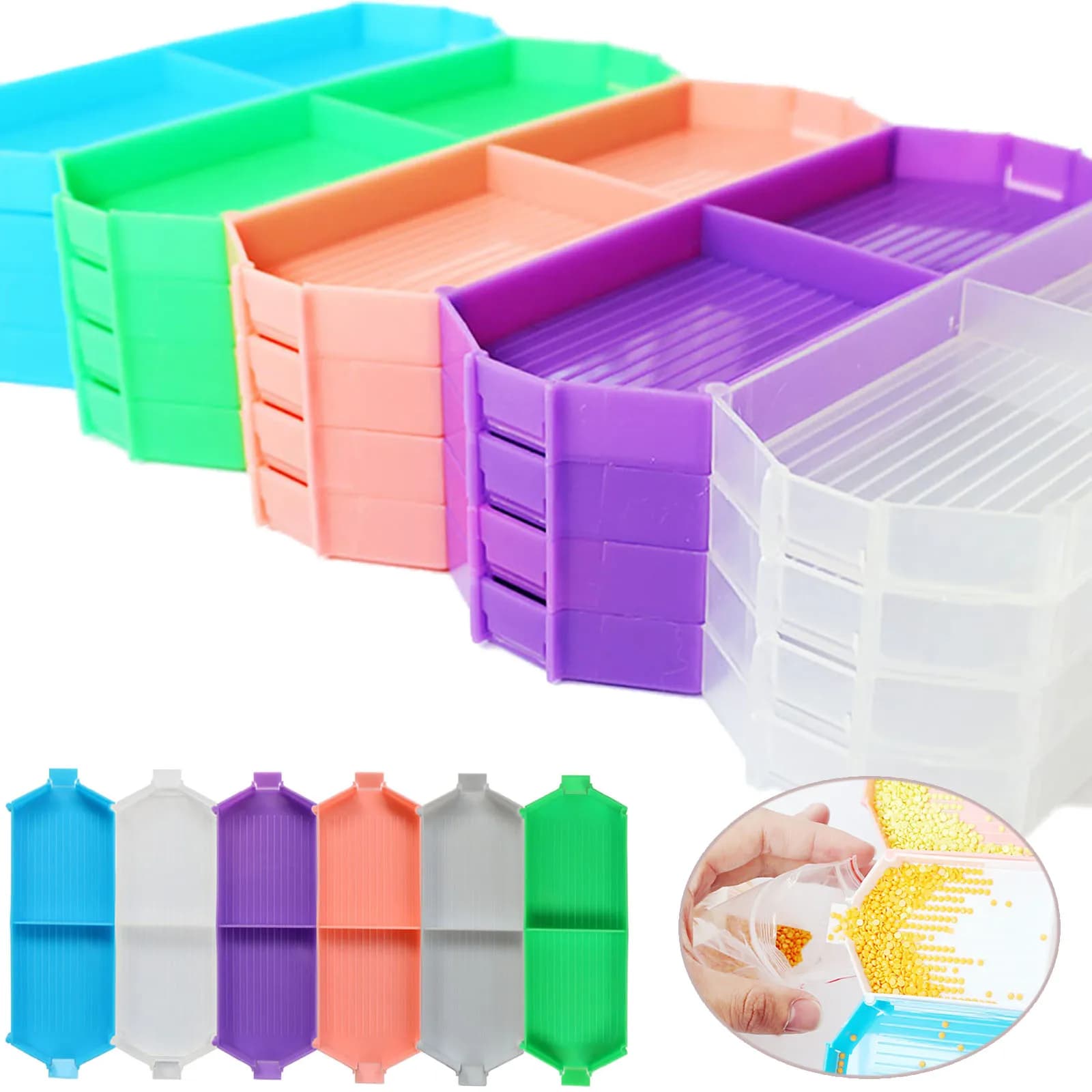 5D Diamond Painting Art Colorful Box Tray Kit Multi Placing Drill Tray Storage Box for 5D Diamond Painting Tools Accessories
