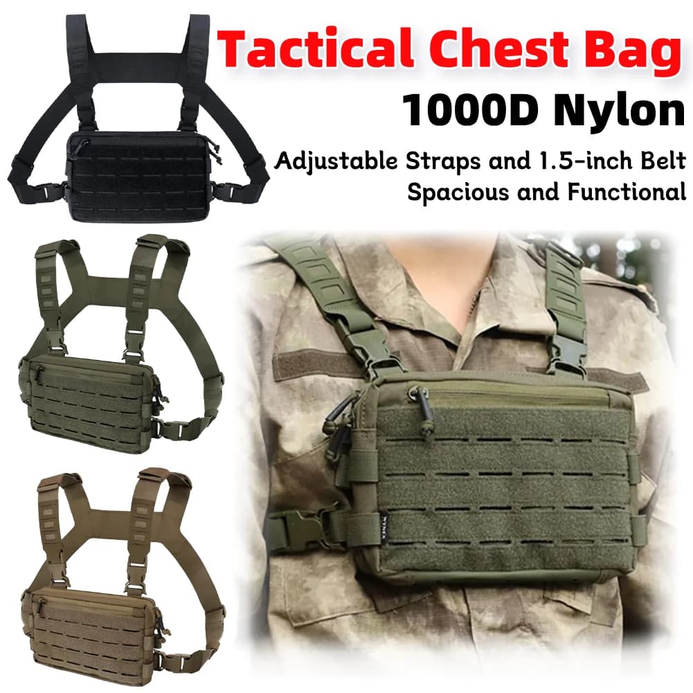 Trail running backpack in nylon 1000D, fishing vest 4-1 pieces, men's chest bag, running water backpack for marathon, cycling, hiking, trail