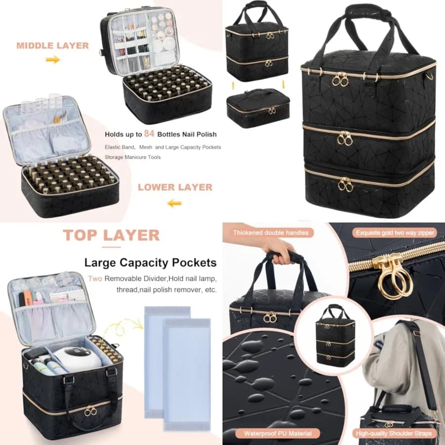Borsa Organizer per Smalti, Contiene Lampada per Unghie, Organizzatore per Smalti in Gel e Contenitore per Tecnici delle Unghie, Kit e Accessori per Manicure