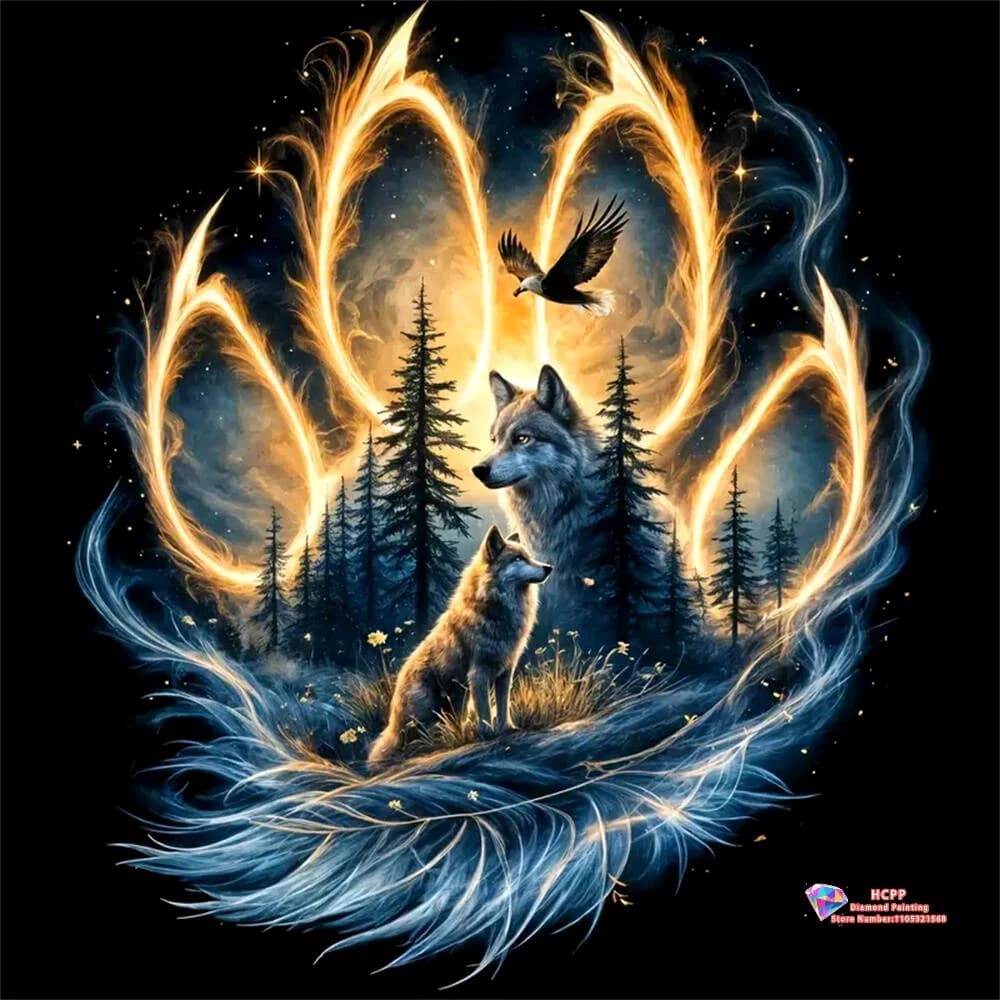 Kit Pittura Diamante 5D DIY Impronta di Lupo Cane Animale, Ricamo Diamante Punto Croce Fatto a Mano, Arte Regalo Artigianale, Decorazioni per la Casa