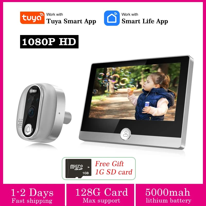 Telecamera per porta di sicurezza domestica Tuya wifi campanello per porta mirilla digital puerta video door spioncino con touch screen da 4.3 "pollici