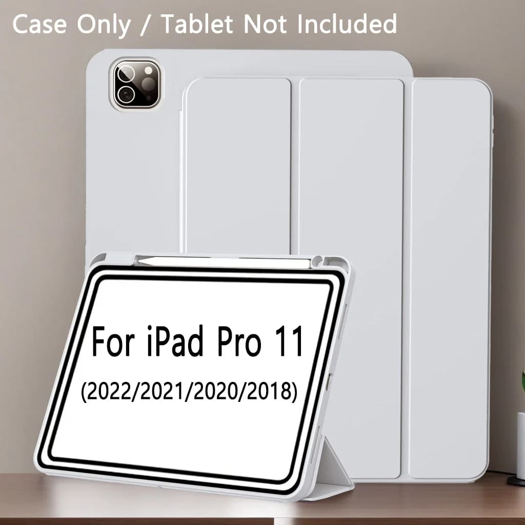 Custodia per iPad Pro 11 4a/3a/2a generazione 2022/2021/2020/2018 con portapenne Custodia protettiva intelligente con supporto a tre ante sottile
