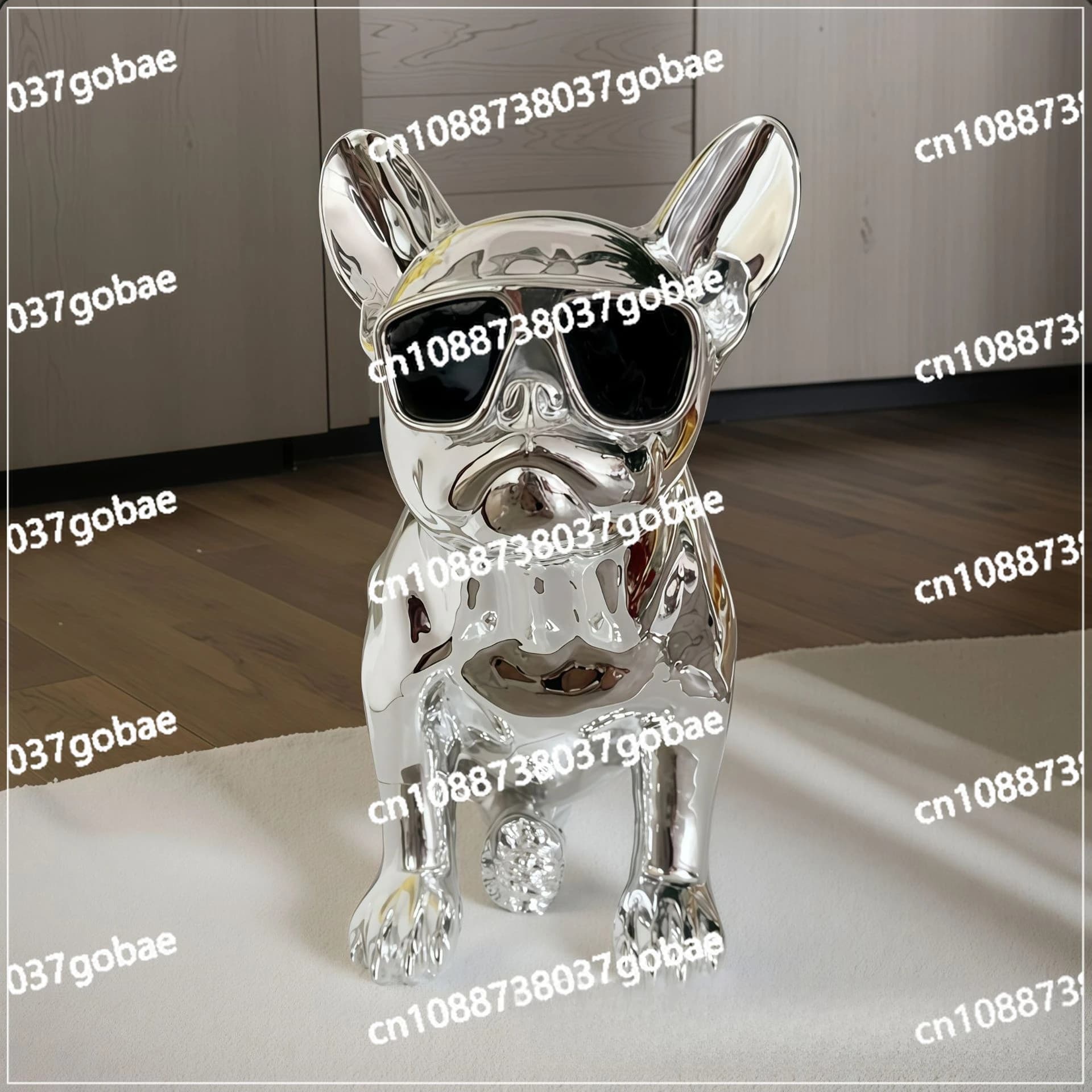 Occhiali da sole in resina placcati oro e argento, con design a cane magico, ornamento decorativo di lusso leggero e artistico.
