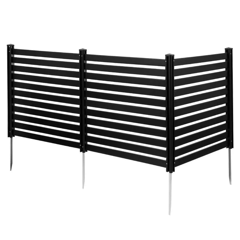 Schermo per la privacy da esterno a 3 pannelli 50x48", Recinzione in vinile con picchetti, per climatizzatore, attrezzature per piscina, bidone della spazzatura, nero