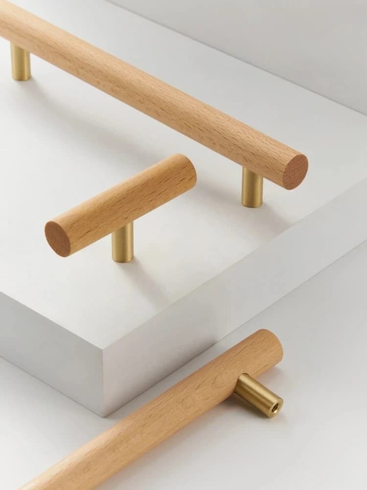 Maniglia per mobili in legno di faggio naturale Maniglia per porta dell'armadio con cassetti in stile nordico fresco Dimensioni personalizzabili