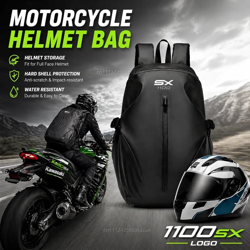 Knight Backpack Motorcycle Helmet Bag Travel Equipment Waterproof Large Capacity For KAWASAKI 1100sx Ninja 1100 SX SE 2025-2026