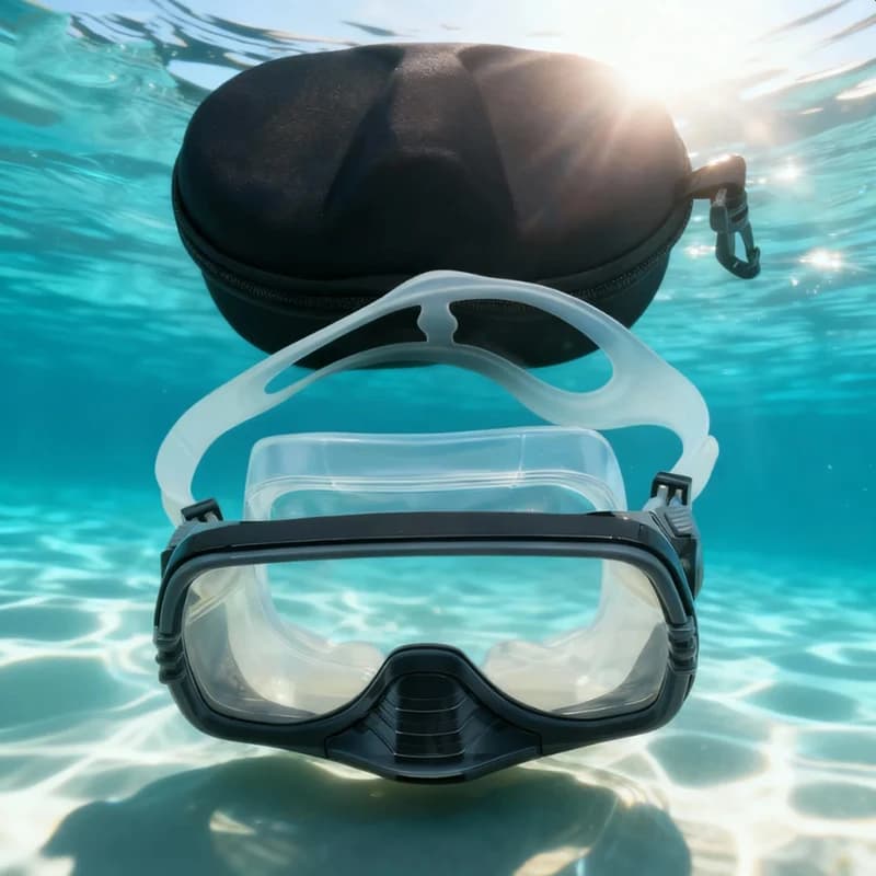 New underwater mask with large frame with drain valve | HD tempered glass lenses and adjustable silicone strap, swim glasses,,rsi,buceo