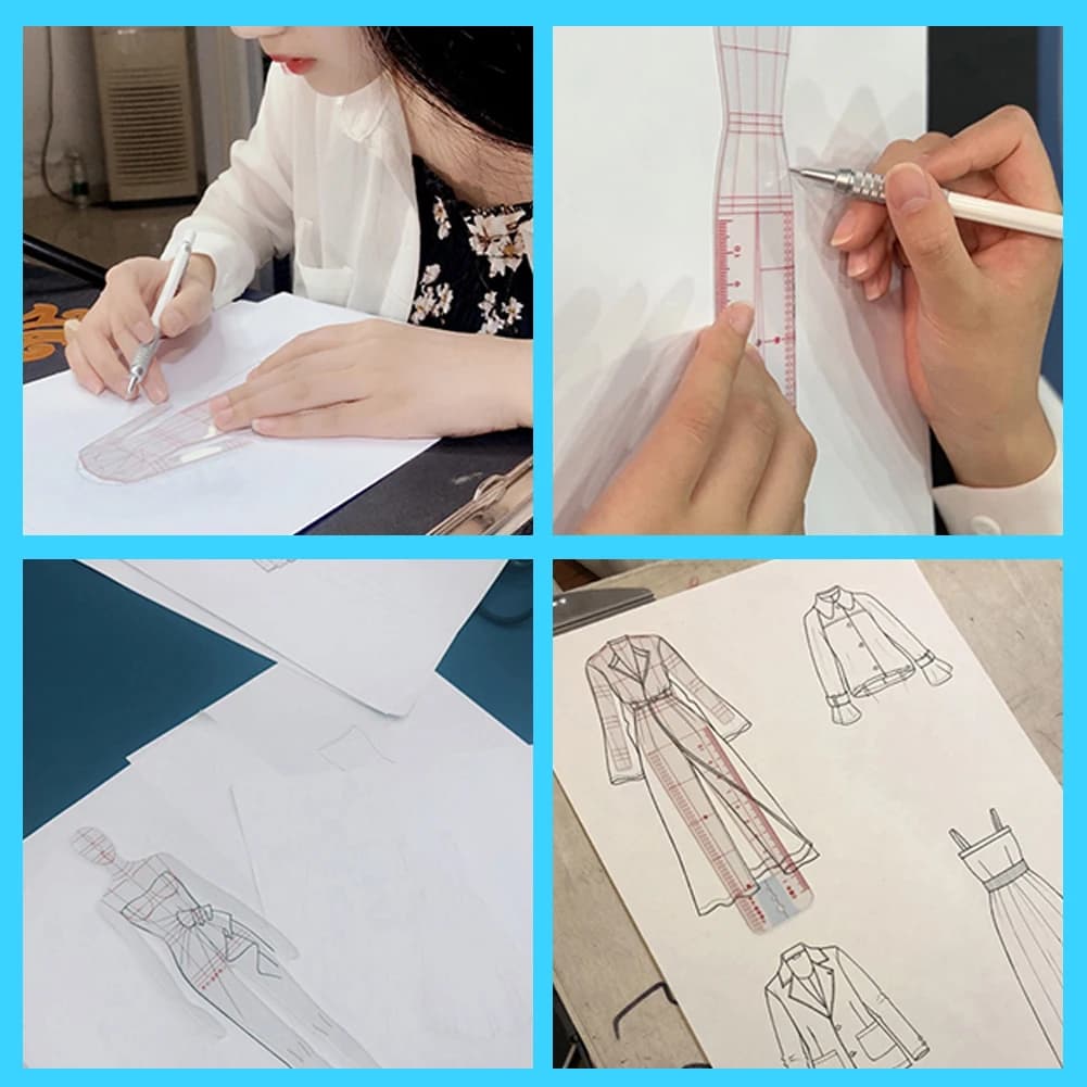 5 modelli di illustrazioni di moda righelli strumenti di design di costruzione in acrilico per la sartoria