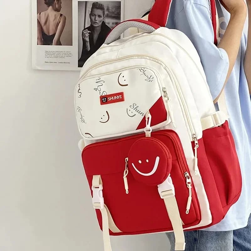 Zaino da viaggio semplice e leggero per esterni Borsa da libro per studenti per bambini Ragazze carine con Purs Zaino da scuola per studenti universitari