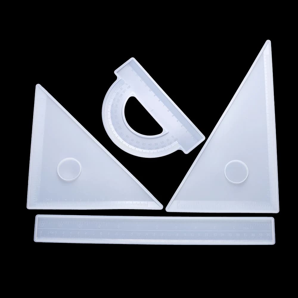 30cm rettangolo trasparente stampo in Silicone goniometro triangolo righello ad angolo retto resina epossidica stampo in Silicone per strumento fatto a mano fai da te