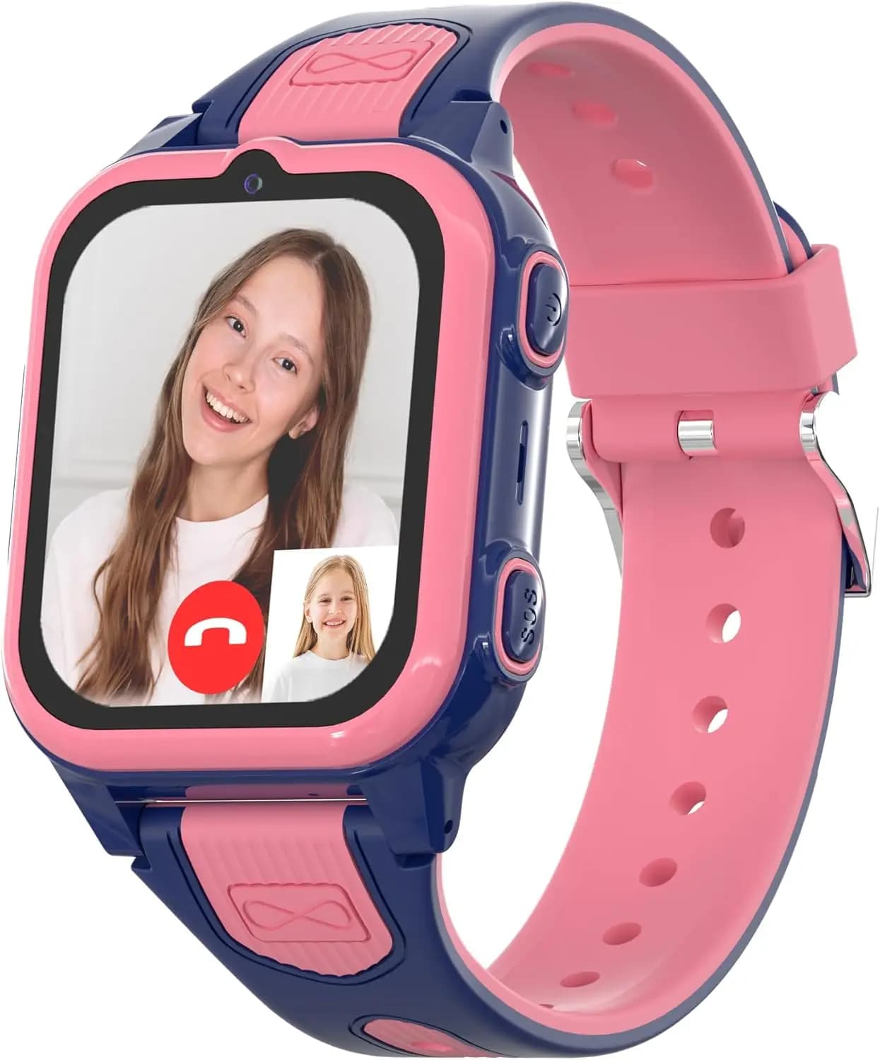 Smartwatch 4G per Bambini con GPS, Chiamate Video e Vocali, SOS, Fotocamera, Giochi per Ragazze 5-12 Anni (Rosa)