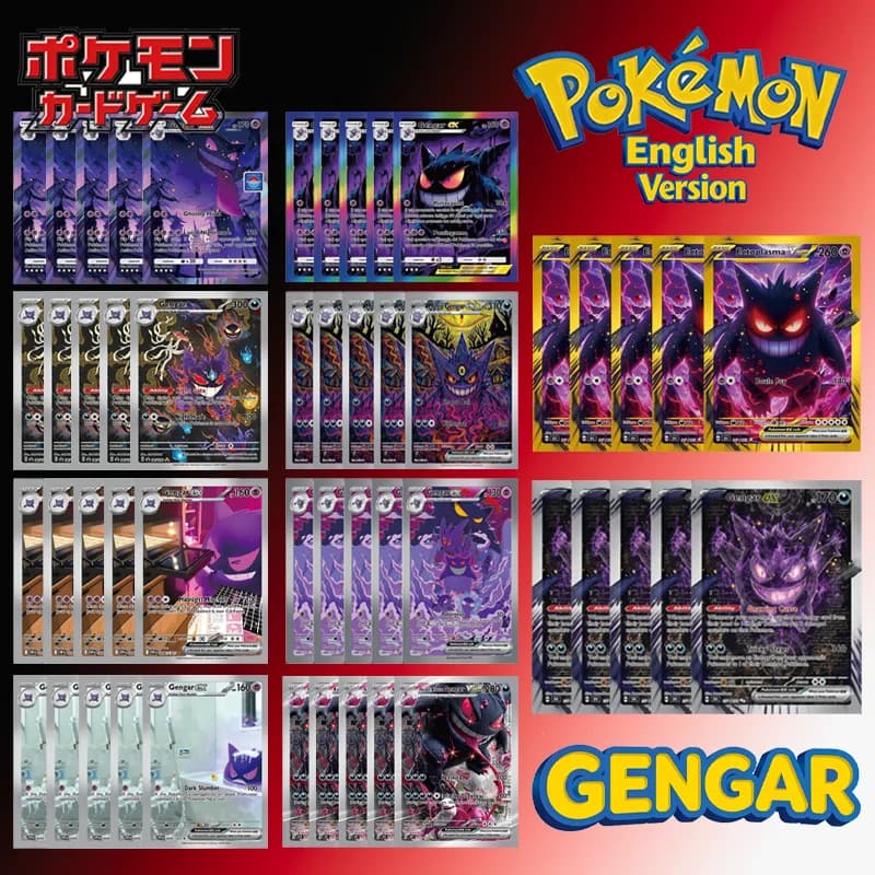 Set di Carte Anime Pokémon Fai-da-Te Serie Gengar: Rozenkrauz, Gengar V Star, Ectoplasma, Gengar Ex
