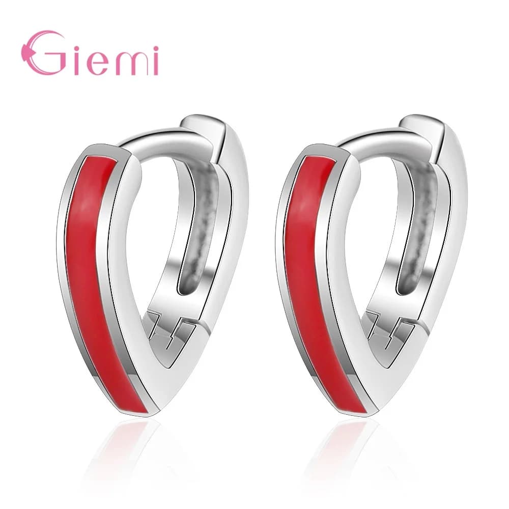 Top Fornitore Classic 925 Sterling Silver Orecchini A Cerchio Per Le Donne di Temperamento Semplice Striscia Rossa Del Partito di Fascino Trafitto Orecchini Dei Monili