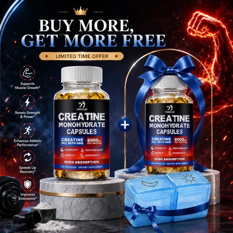 High Strength Creatine Supplements, with Gelatin & HMB, Boost Training, Build Muscle, Ease Fatigue, for Adult
