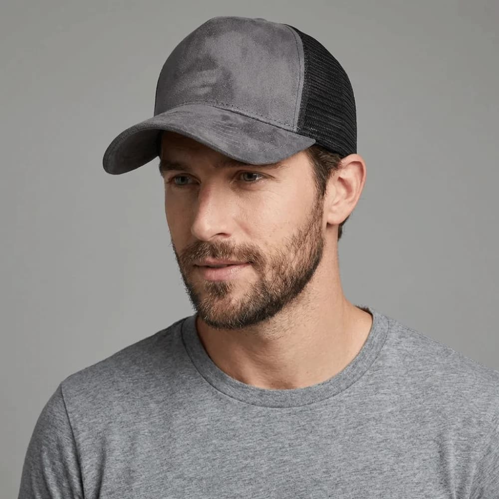 Cappello da baseball semplice in rete scamosciata con visiera, regolabile, traforato, stile coreano, in cotone, da uomo e da donna, parasole da spiaggia