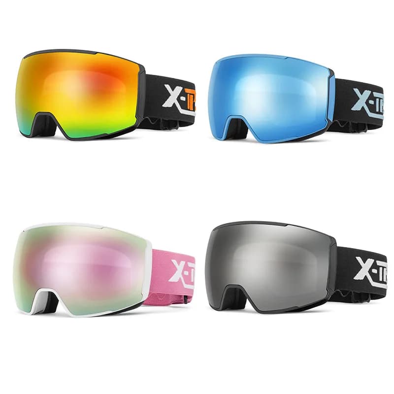 Cylindrical Magnetic Ski Goggles Double Replaceable Lens Anti Fog Windproof HD Outdoor Snow Mountain Eye Shield