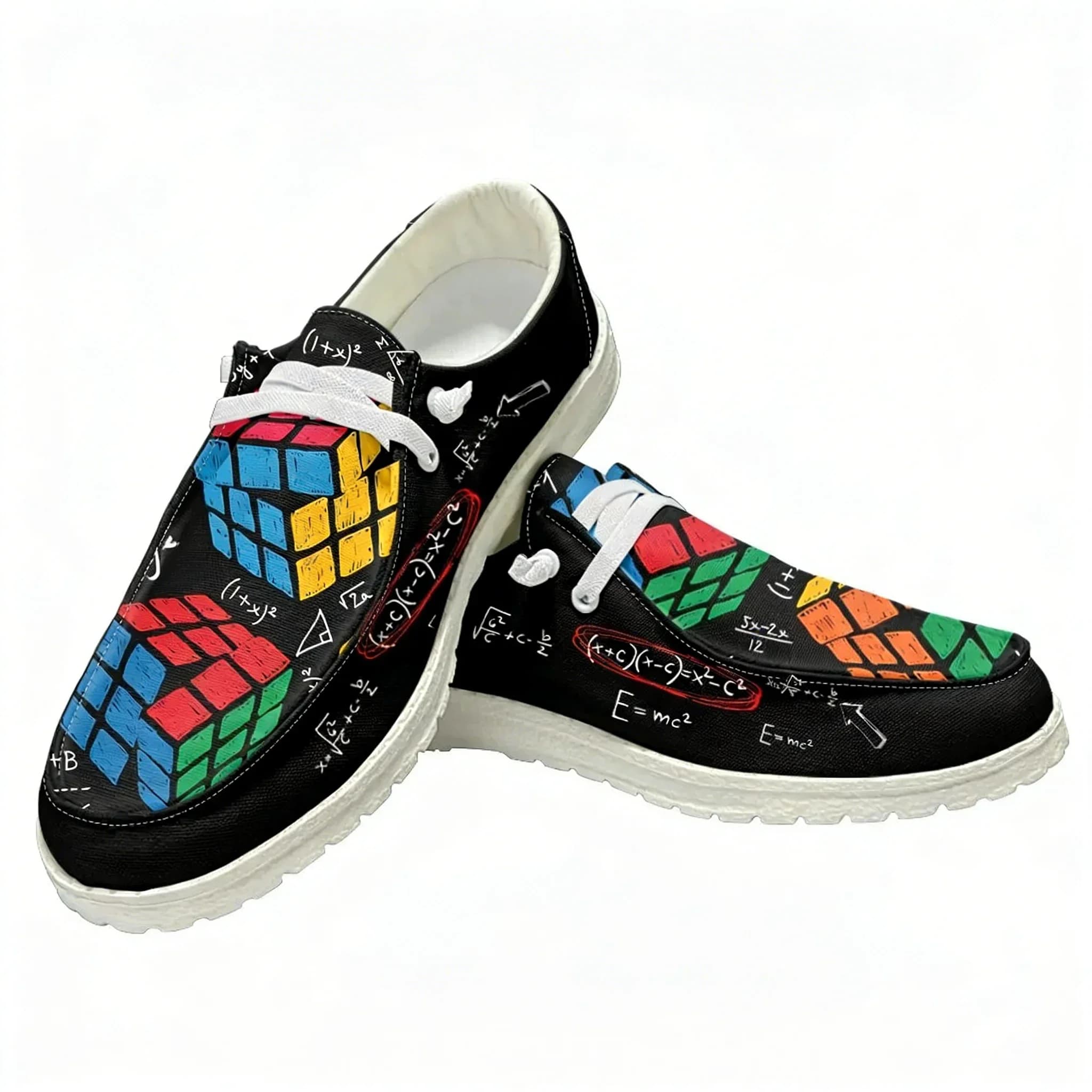 Scarpe Casual Personalizzate Rubik con Design Matematico, Calzature Leggere e Traspiranti per Uomo e Donna, Realizzate su Misura