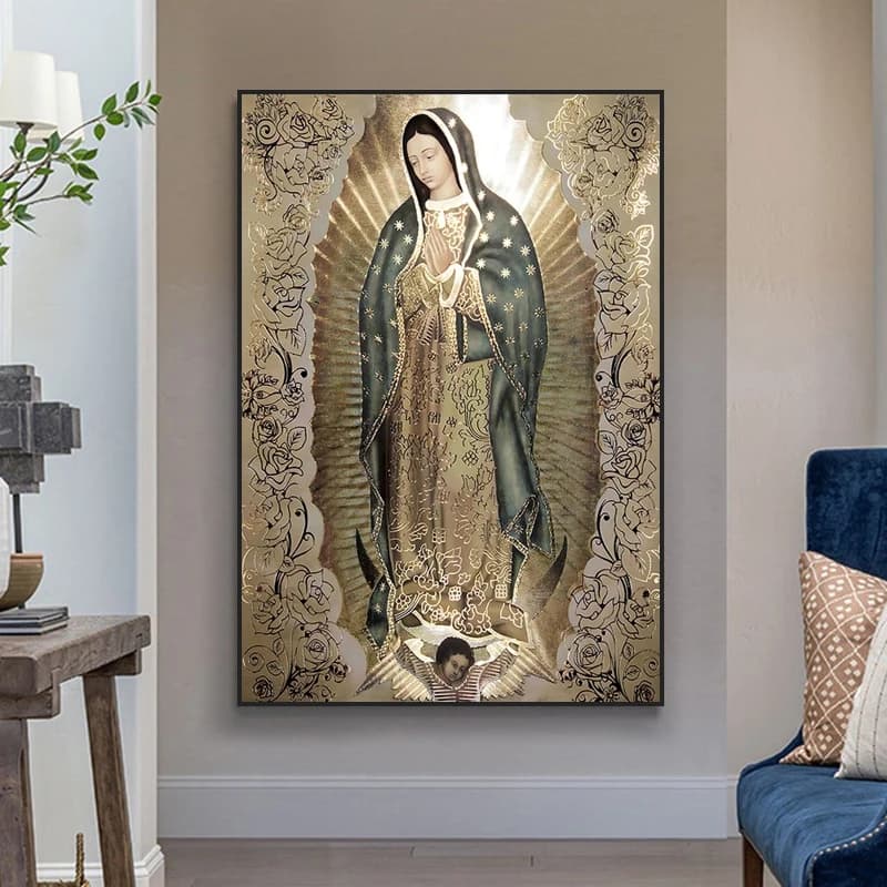 Retro Lady of Guadalupe 5D DIY Diamond Painting Cross Stitch Art Mosaic Full Drill Round Embroidery Home Room Decor Gifts