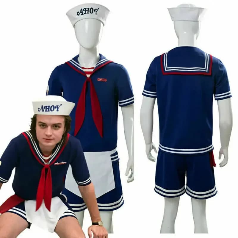 Men's Cosplay Costume Season 3 Steve Harrington Scoops Ahoy Adults Cospaly Dark Blue Costume Halloween Cosplay