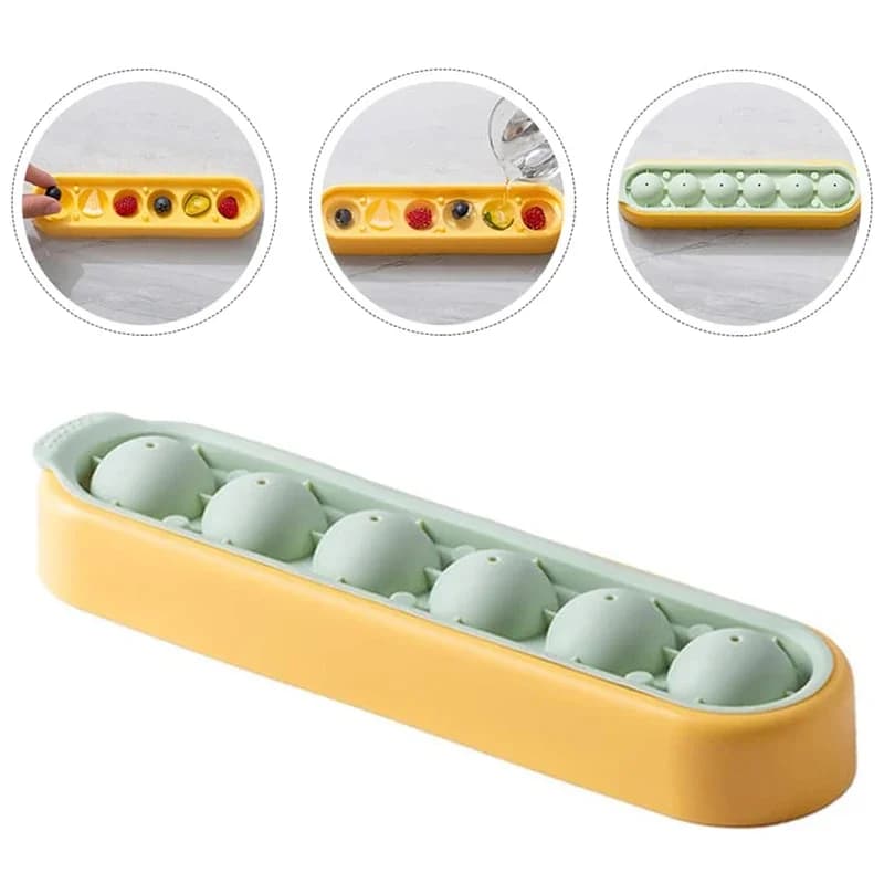 2 pezzi 6 griglia vassoio per cubetti di ghiaccio stampo per palline di ghiaccio in Silicone per uso alimentare per uso domestico con coperchio Gadget da cucina in forniture estive stampo per frutta e ghiaccio