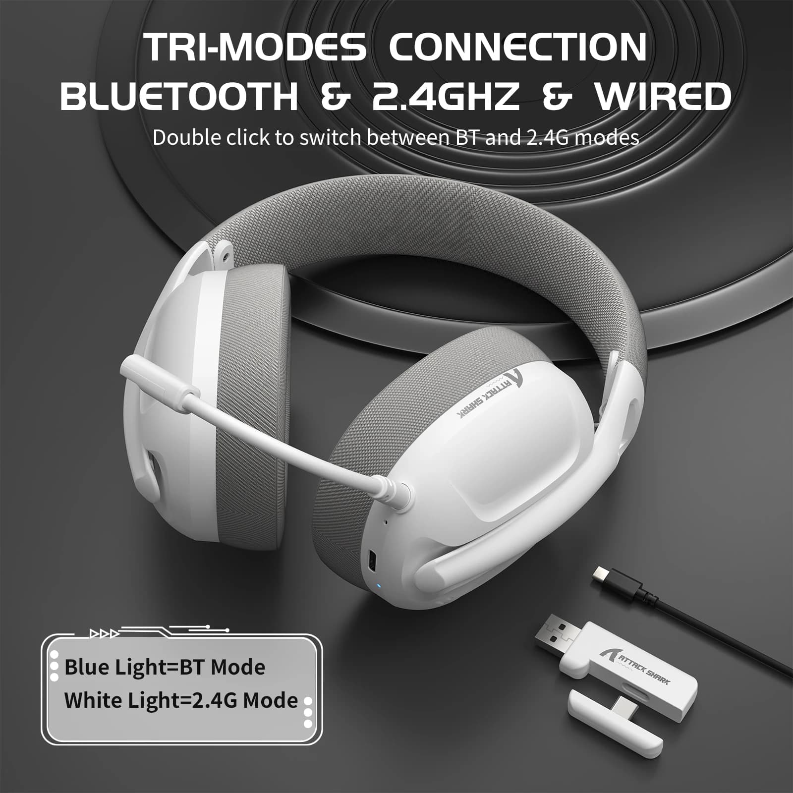 ATTACK SHARK L80 Ultra-light tri-modal game heads for PC/PS4/PS5/Switch/Xbox