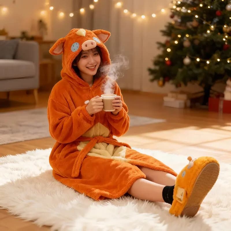 Anime Zelda Link Cosplay Winter Pajamas Pig Robe Ultra Thick Coral Velvet Set Periphery Gift for Men and Women