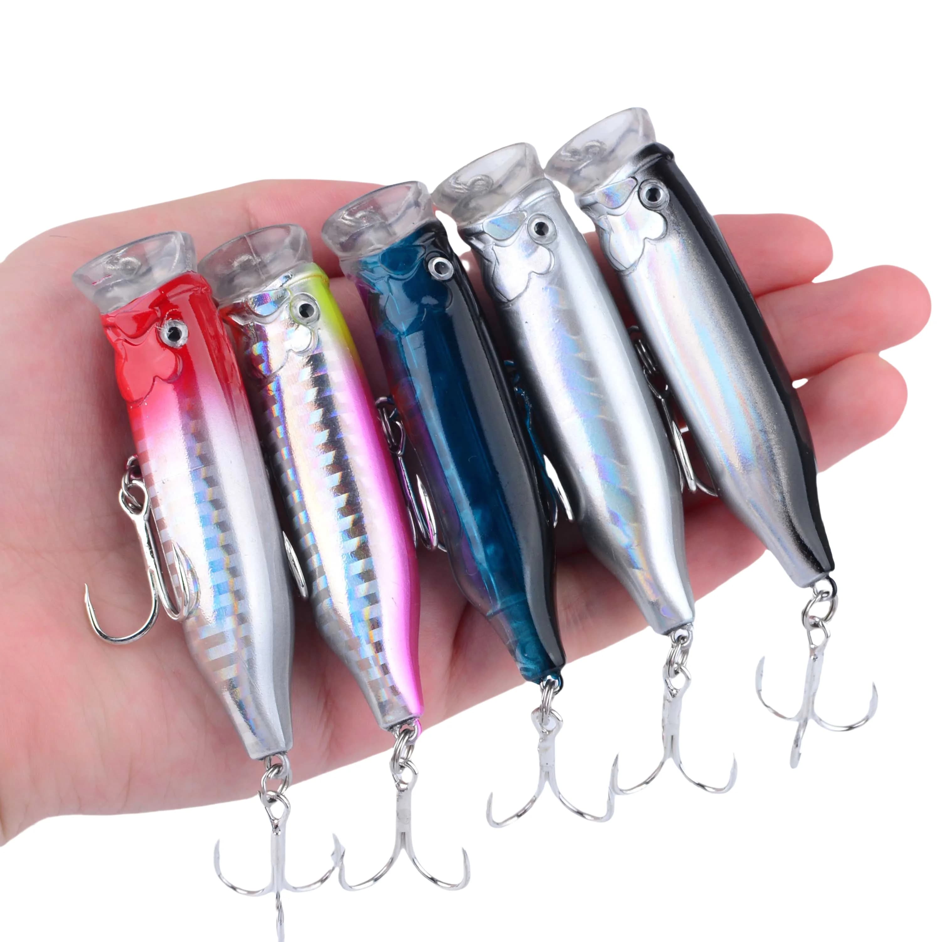 1Pc Popper Lure per la pesca per luccio e luccio Esca Topwater Wobblers artificiali Attrezzatura da pesca in plastica