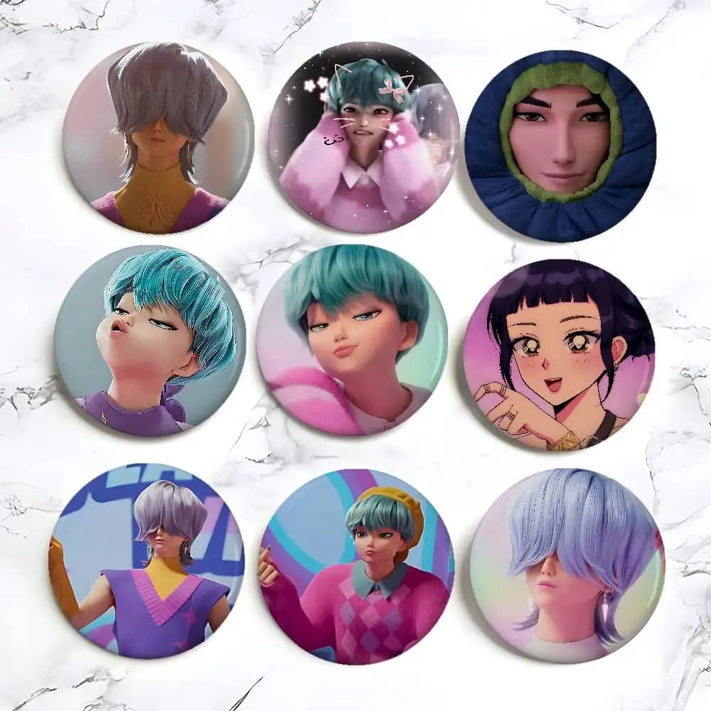 Saja Boys Kpop Movie Demon Hunters Distintivi in Latta, Spille Morbide, Spille a Bottone, Spille a Spillo, Distintivi in Metallo, Accessori Personalizzati per Gioielli, Cappelli, Borse, Risvolto
