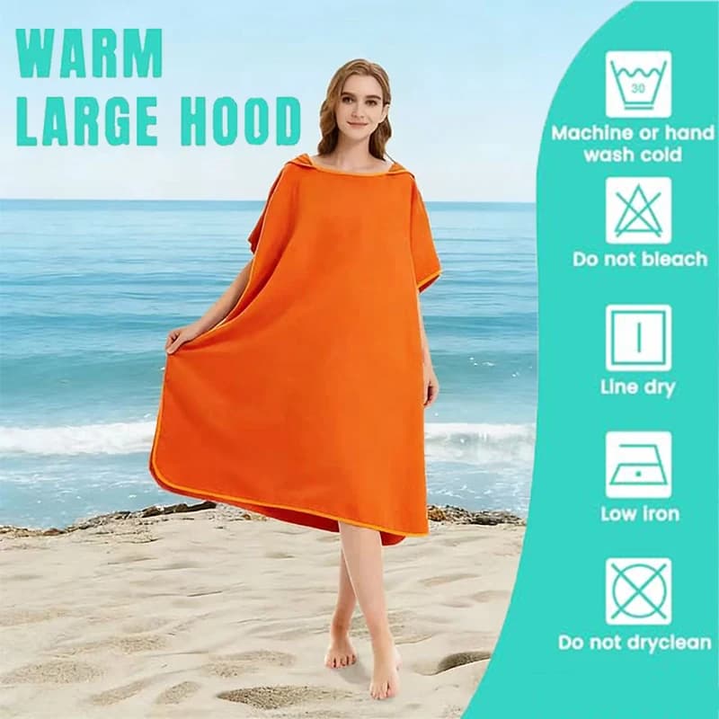Quick Dry Microfiber Hooded Beach Towel High Absorbent Gym Sauna Travel Surfing Swimming Light Bathrobe Cloak Changing