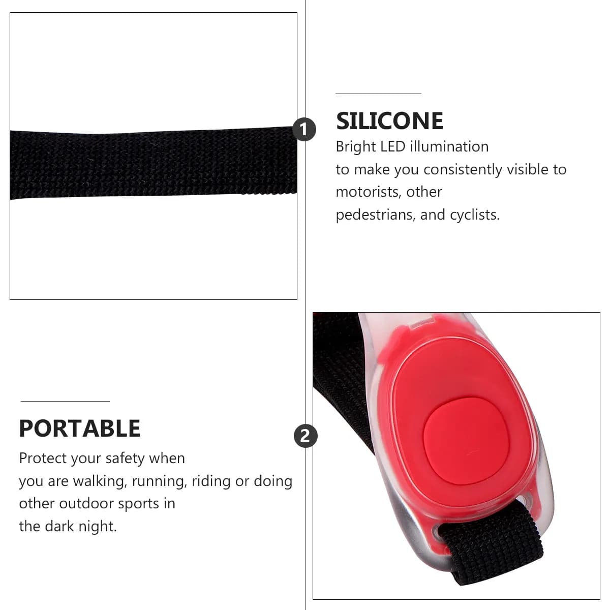 2 Pezzi Luci LED per Corsa, Cinture Fluorescenti Luminose per Braccia e Gambe, per Jogging, Ciclismo, Camminata Notturna, Lampada per Attrezzatura da Corsa Notturna